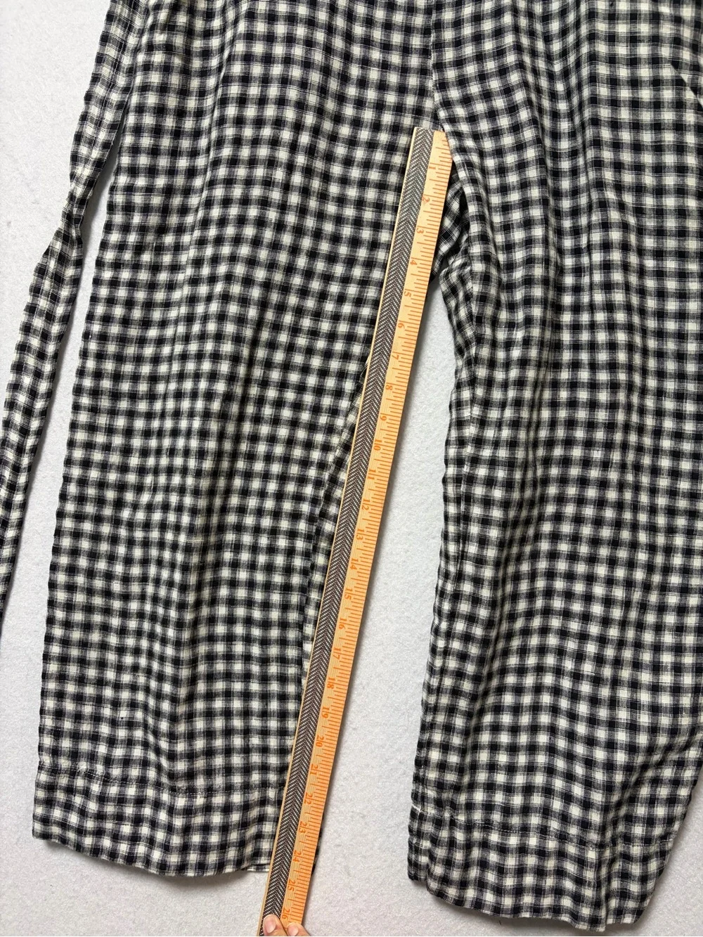 Title: Quince 100% European Linen Square Neck Gingham Jumpsuit  Size Medium